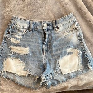 American Eagle Outfitters Blue Distressed Jean Shorts